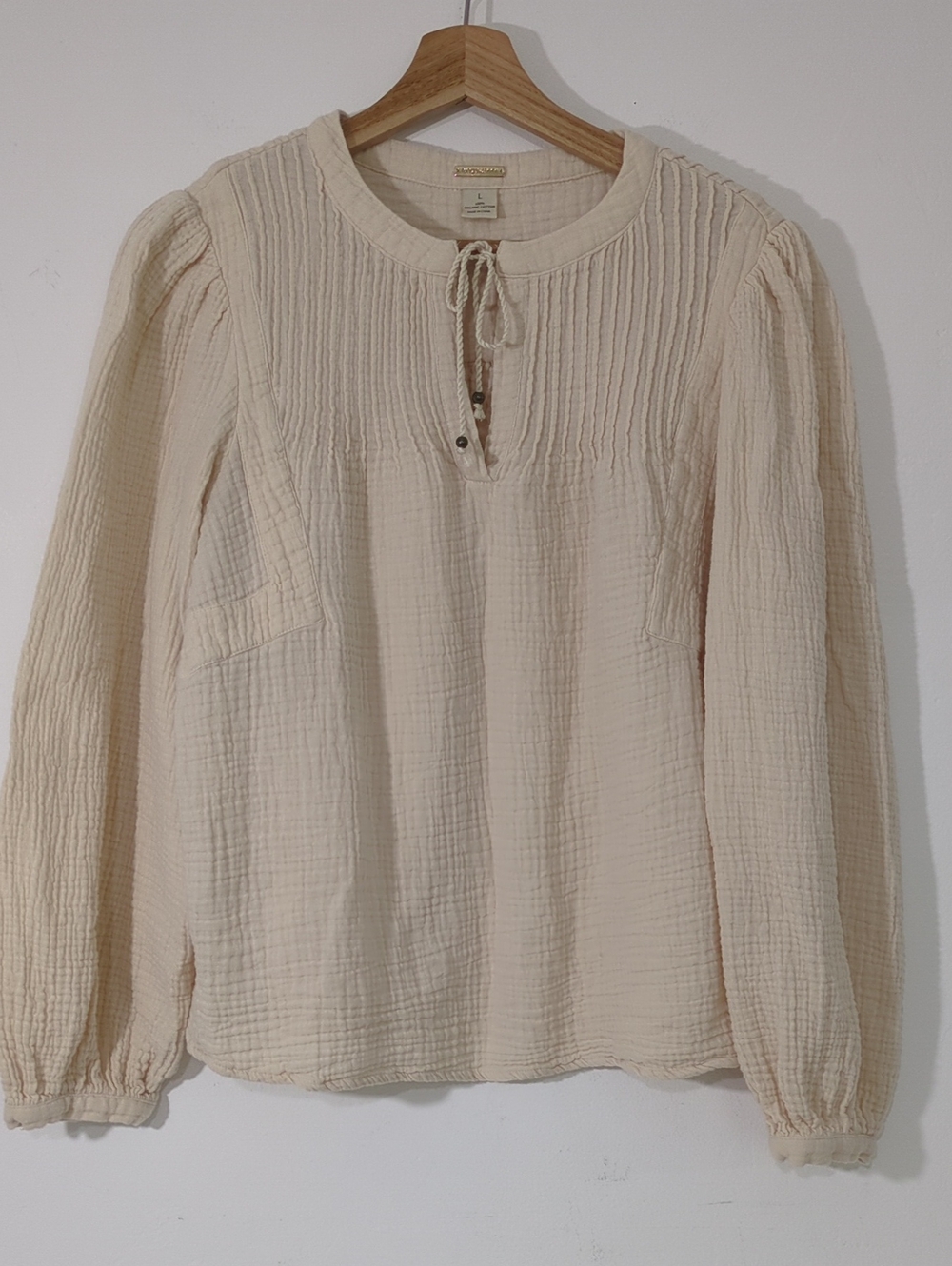 Magaschoni Organic Light Cream Gauze Peasant Blouse